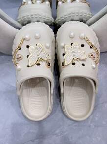 Women's Butterfly Rhinestone Slip-On Sandals, Lightweight & Anti-Slip, Suitable For Beach, Outdoor, Comfortable And Durable - Khaki - View 5