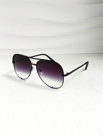 1pc Women Pilot Frame Ombre Lens Fashion Glasses For Beach Party Vacation Outfits