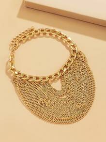 1 szt. Wielokolorowa bransoletka na kostkę w stylu hip-hopowym dla kobiet, przesadna geometryczna bransoletka na kostkę z metalowym łańcuszkiem, jednolity kolor ze stopu cynku, seksowny design