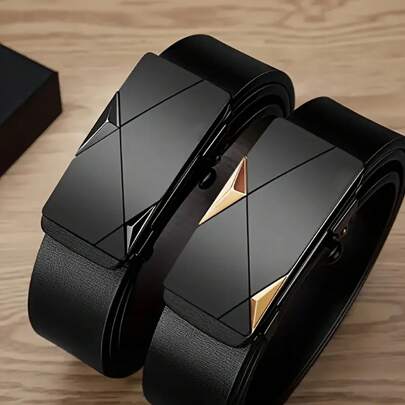 1pc Fashionable Men's Belt With Auto Buckle, Luxury Design Suitable For Young And Middle-Aged Gentlemen Summer, School Fall, Autumn, Halloween Autumn-Winter Accessories,Suitable For Teens, Youth,Men,Casual, Outdoor, Athletic, Vacation, Graduation Gifts, Birthday, Daily Wear