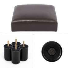 Small Foot Rest Stool Ottoman, 15" Leather Footrest Square Footstool With Non-Skid Plastic Legs, For Chair, Under Desk, Office, Living Room, Brown
