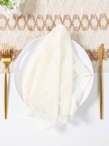 5件装米色褶皱折叠桌旗,白色桌布,派对桌布,生日派对用品,生日礼物,生日用品,白色纱布,派对餐桌中心装饰桌旗,宴会装饰,婚礼回礼,桌布,纯色桌旗 - 米色 - 查看 7