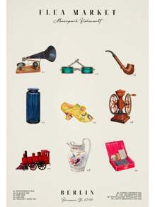 1 件复古跳蚤市场佛罗伦萨旧古董海报印刷装饰帆布画客厅卧室房间墙壁艺术家居装饰无框架 - 彩色 - 查看 9