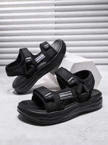 1 Pair Boys' Summer New Lightweight Soft-Sole Casual Sandals, Fashionable And Versatile Beach Shoes, Color Random - Black - View 5