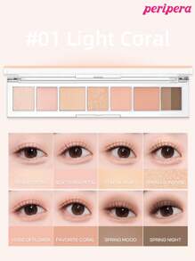 Peripera K-Beauty All Take Mood 调色板、眼影调色板、一体式化妆调色板、哑光闪光眼影、腮红、荧光笔、眼影、日常化妆、韩国化妆、5.5g - #01 Light Coral - 查看 4