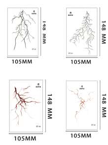 万圣节化妆临时纹身贴纸，黑色和红色血脉，哥特式红脉闪电，恐怖脸，破裂的红色角色扮演化妆贴纸，男女通用，防水防汗纹身，适用于腰部、面部、手臂，半永久性闪光纹身，适用于万圣节派对、节日、摄影、舞台表演、人体艺术