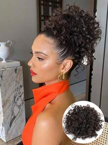 Peluca con moño desordenado y elástico para mujer, extensiones de cabello rizado y ondulado con coletero, fibra sintética para moño, para uso diario - Multicolor - Ver 2