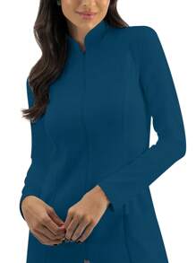 Düz Renk Fermuarlı Ön Cepli Laboratuvar Önlüğü İlkbahar - Turkuaz mavisi - Görünüm 7