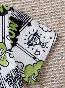 2pcs/Set Infant Baby Boy Letter Random Print Short Sleeve T-Shirt & Casual Cargo Shorts Set, Fashionable