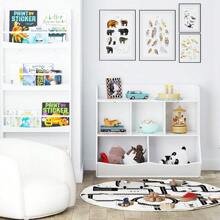 Toy Storage Organizer With Bookcase, Kid's Multi Shelf Cubby For Books,Toys, Storage Organizer For Boys,Girls Play Room/Bedroom-White
