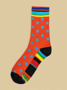 3 Pairs Unisex Polyester Colorful Patterned Mid-Calf Casual Sports Socks, All Season