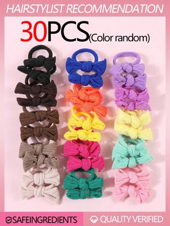 30/20/10/5/2pcs (Random Colors) New Colorful Bowknot Hair Ties, Cute & Versatile Non-Damaging Elastic Hair Bands For Ponytail & Bun Hairstyles Ponytail Holders Hair Elastics Hair Rubber Bands Scrunchies Hair Rope