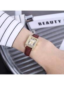 2 chiếc/bộ đồng hồ nữ sang trọng vàng bạc vuông cao cấp bằng da giải trí đồng hồ nữ doanh nhân quà tặng cho phụ nữ - Bạc - Xem 7