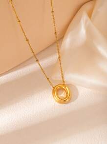 1 pièce Collier pendentif à lettre initiale de ballon à bulles en acier inoxydable plaqué or épais pour femmes et hommes, bijoux de mode personnalisés