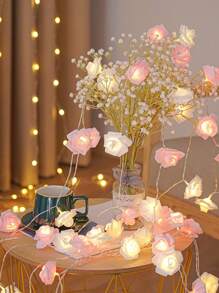 Rose Flower LED String Lights, Indoor Proposal Atmosphere Lights, Birthday Decor, Girls Room Decorative Lighting