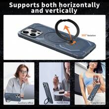 Funda protectora para teléfono compatible con iPhone 16, 15, 14, 13, 12, 11 Pro/Pro Max/Plus, iPhone XR/XS/XS Max, con soporte magnético giratorio 360° invisible, carga inalámbrica magnética y textura mate a prueba de golpes.
