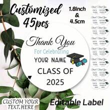 45/90 件可定制毕业贴纸，防水防晒纸质办公桌铭牌标签，用于学校毕业庆祝，个性化感谢贴纸，可作为礼物和派对礼物