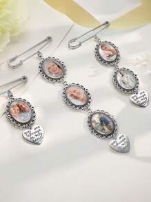 1pc Custom Bridal Bouquet Charm,Flower Bouquet Photo Charm,Wedding Memorial Keepsake,Memory Remembrance Pin,Wedding Memorial Gifts,Personalized Gift For Groom From Bride On Wedding Day, Custom Photo Boutonniere Lapel Pin, Groom Memorial Photo Lapel Pin In Gold Custom Memorial Photo Boutonniere Lapel Pin Brooch