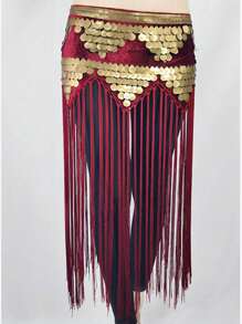 Belly Dance Hip Scarf Skirt Women's Beaded Embroidery Long Tassel Waist Scarf Dance Skirt Oriental Dance Training Scarf - Multicolor - View 12