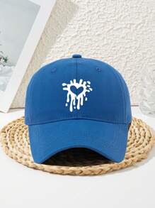 1pc Unisex Heart Splatter Flowing Pattern Adjustable Casual Streetwear Baseball Cap, Polyester Material, No UV Protection, Suitable For Outdoor Sports, Spring/Summer/Autumn/Winter
