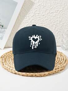 1pc Unisex Heart Splatter Flowing Pattern Adjustable Casual Streetwear Baseball Cap, Polyester Material, No UV Protection, Suitable For Outdoor Sports, Spring/Summer/Autumn/Winter