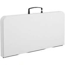 XL 36" Fold-In-Half Indoor & Outdoor Card Table W/Handle, 3ft, White