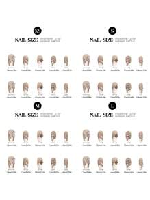YADORNOS 10片粉色猫眼法式3D蝴蝶蛇形钻石手工亚克力按压式美甲贴片，甜美可爱少女风链条水晶装饰，中号椭圆/短棺材形全覆盖美甲贴片，包含果冻胶和指甲锉，DIY美甲用品 - 粉色 - 查看 4