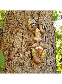 1pc Tree Face Tree Monster Pendant Resin Old Man Five Senses Gardening Decorative Ornament Patio Wall Statue Outdoor Garden Mischief Decorative Hanging Decoration Can Be Used In The Yard Garden Tree Mischief Decorative Crafts (Handmade Products, Halo Position And Shade Will Be Slightly Different From The Picture)