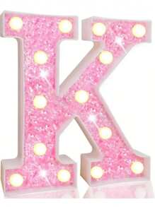 1 đèn chữ LED màu hồng sáng bóng, đèn ngủ chữ cái tiếng Anh và số chạy bằng pin, ánh sáng ấm áp, tuyệt vời cho lời cầu hôn, trang trí đám cưới, quà tặng Giáng sinh, phòng ngủ cho bé gái, khách sạn, tiệc tùng, trang trí nhà hàng, sinh nhật, đám cưới và Giáng sinh - Đèn chữ màu hồng - Xem 12