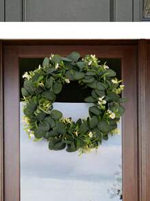 1pc Artificial Wreath 40*40cm/35*35cm, Eucalyptus Leaves Wreath, Baby's Breath & Bamboo Leaves Wreath, Suitable For Home Decoration, Hotel Decor, Display Windows, Corridors, Wedding Scenes, Artificial Green Plants Leaves, Valentine's Day Gift, Cake Decoration, Candy Box, Birthday Party Decor, Wedding Basket, Bedroom, Windowsill Decor, Valentine's Day, New Year Decor, Outdoor Garden, Back To School Gifts Graduation