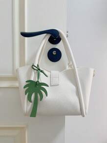 1pc Solid Color PU Coconut Tree Fashionable Minimalist Cute Car Key Chain, Backpack Shoulder Bag Handbag Accessory, Suitable For Couples, Students, Men, Women, Everyday, Date, Holiday, Travel, Gift For Girlfriend, Mom, Children