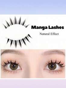 Asiteo 5对仙女般自然的睫毛嫁接，交叉卷曲轻盈假睫毛，日常眼妆工具 - 黑色 - 查看 4