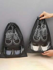 10 szt. Pyłoszczelne torby do przechowywania butów, torby do przechowywania butów ze ściągaczem, odpowiednie do podróży, na korytarz, do sypialni, do akademika, uniwersalne torby do przechowywania dla dzieci i dorosłych, niezbędne rzeczy do szkoły, (szary/czarny)