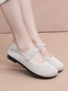 2025 Spring New Mary Jane Shoes For Women, Fashion Versatile Breathable Non-Slip Slip-On Comfortable Flat Shoes