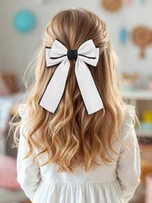 1pc White Bowknot Girl Hair Clip, Small Size Hair Accessory, Delicate PU Material Hair Clip Decor, Suitable For Teenagers - Multicolor - View 2