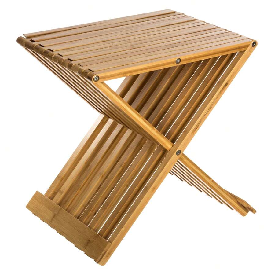 Atmosphera Folding Bamboo Chair/Stool. Free Shipping 24/72h. - Beige - View 1