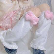 Women's Plush Leg Warmers Cute Bow Leg Warmers Boot Cuffs Carnival Costume Accessory - 白色 - 查看 4