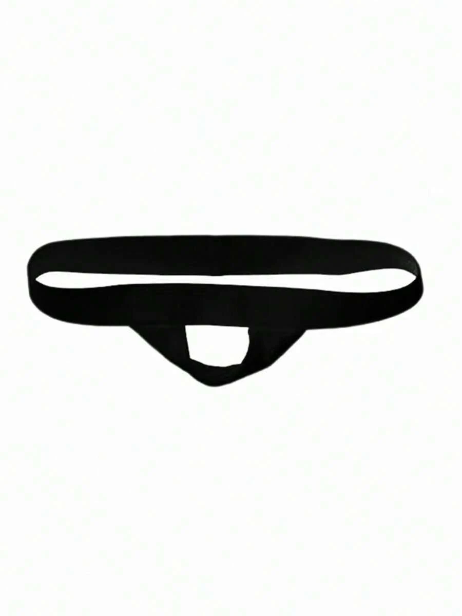 Men's Jock Strap Low Rise Underwear Open Pouch Super Elastic Scrotal Support Strings Underwear Thongs - Black - View 1
