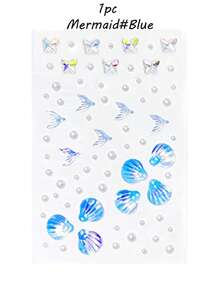 1 件多色蝴蝶珍珠贴纸美人鱼自粘装饰贴纸闪亮水晶宝石贴纸装饰发饰 DIY 装饰配件