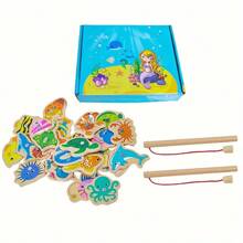 Wooden Fishing Game Digital Fishing Puzzle - Marine Life Children'S Fishing Game Mathematical Education Toys Montessori Materials Halloween, Christmas, Thanksgiving Gifts - Multicolor - View 9