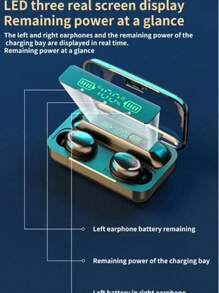 Wireless Earbuds 5.0 With Wireless Charging Case Power Display, Stereo Headphones, Support IOS, Android Phone-Black