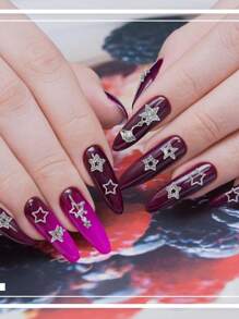 65 件星形指甲饰品水晶心形蝴蝶什锦宝石银色水钻珍珠适用于指甲 Y2K 指甲珠宝适用于美甲