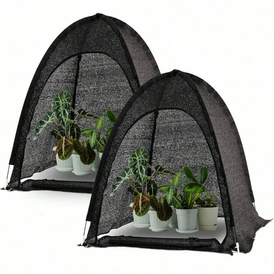 Sunshade Cloth Pack Of 2,Easy Open Crop Shade Net UV Resisitant Plant 80% Sunblock Net For Mini Flower Pot With Stakes - 2 - View 1