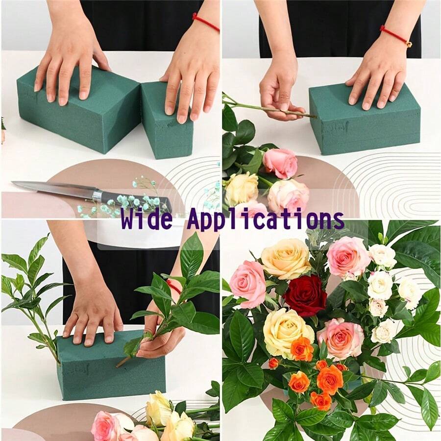 Three Green Floral Foam Blocks, Suitable For Both Fresh And Silk Flowers. The Size Is 8.86 Inches*4.13 Inches*2.76 Inches. They Are Ideal Materials For Floral Arrangements, Planting, And DIY Handicrafts. Gifts Birthday Graduation