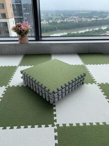 12pcs Pink Linen Patchwork Floor Mats, 12*12*0.39 Inch Small Size Carpet Tiles, DIY Patchwork Rug, Bedroom Carpet, Room Decor Carpet, Living Room Carpet Tiles, Game Room Mat, EVA Backing & Linen Front, Washable, For Home Use