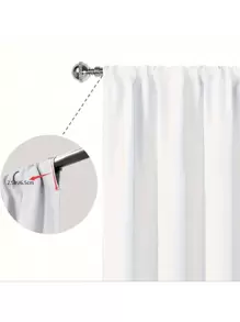 1pc White Magnolia Embroidered Sheer Voile Curtain Panel, Refreshing Design