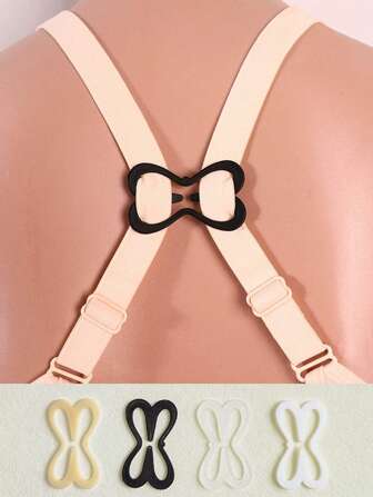 4/8/12/16/20pcs 4-Colored Dragonfly Style Bra Strap Clips, Non-Slip Cross Back Hook Invisible Bust Support Brassiere Accessories