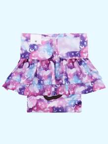 3pcs/Pack Random Dog Print Washable Dog Sanitary Pants, Anti-Leakage Pet Diapers With Cute Printed Ruffles - Multicolor - View 3