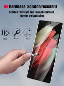 Set de 3 protectores de pantalla de vidrio templado de alta definición, transparentes, de ultra delgado, resistente a arañazos, resistente a huellas, fácil de instalar, superficie brillante, compatible con modelos de pantalla curva compatible con Samsung