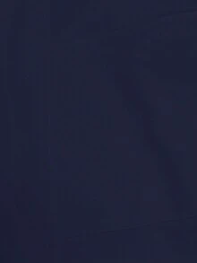 1pc Plain Zip-Up Front Dual Pocket Lab Coat - Navy Blue - View 8